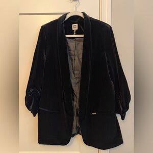 Anne Klein Black Velvet Open-Front Blazer